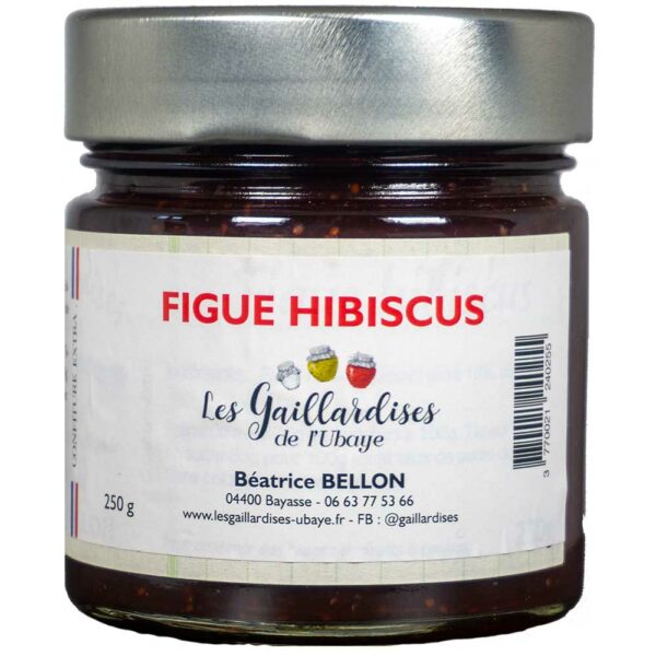 Pot en verre de 250g Confiture de figue hibiscus