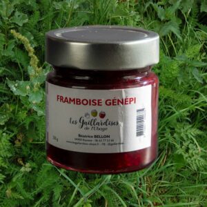 pot de confiture framboise genépi des gaillardises de l'ubaye