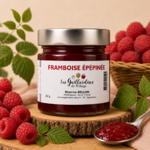 Confiture de framboise &eacute;p&eacute;pin&eacute;e